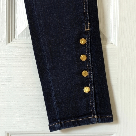 Pilcro Stet Twisted Seam Mid Rise Dark Wash Buttoned Ankle Crop Skinny Jeans 27 - Picture 14 of 16